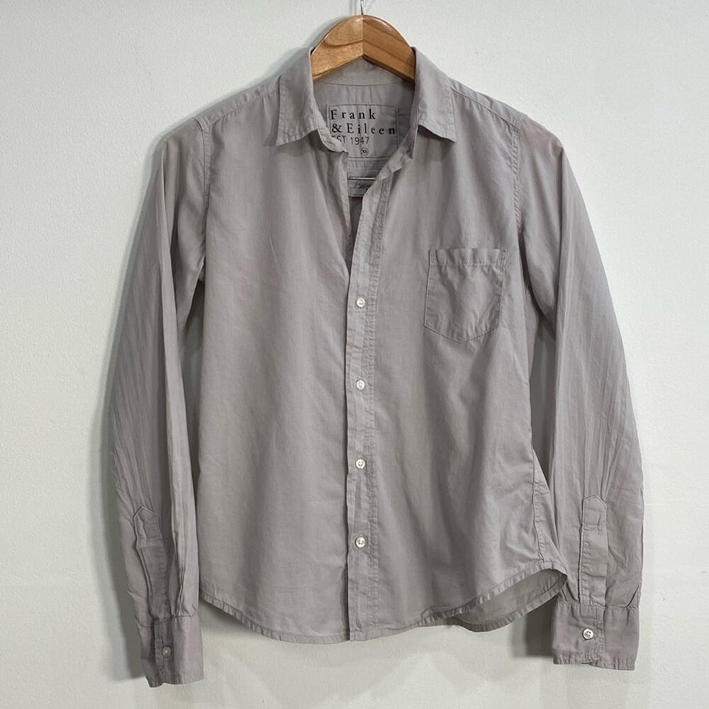 Frank & Eileen Barry Shirt Button Down Grey Women's Xs